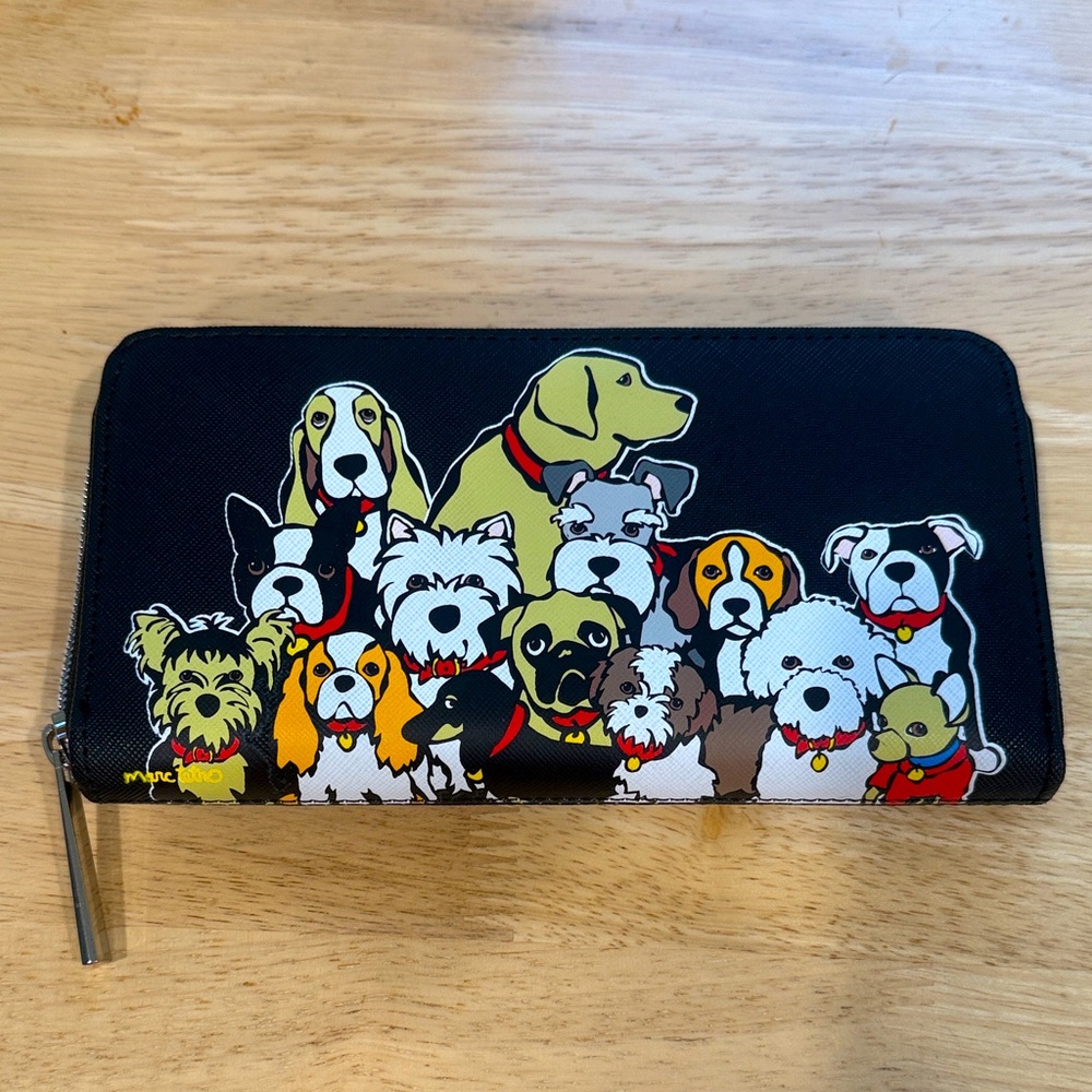 Marc Tetro "My Dogs" Zip Around
Wallet Black Multi 8" x 4"